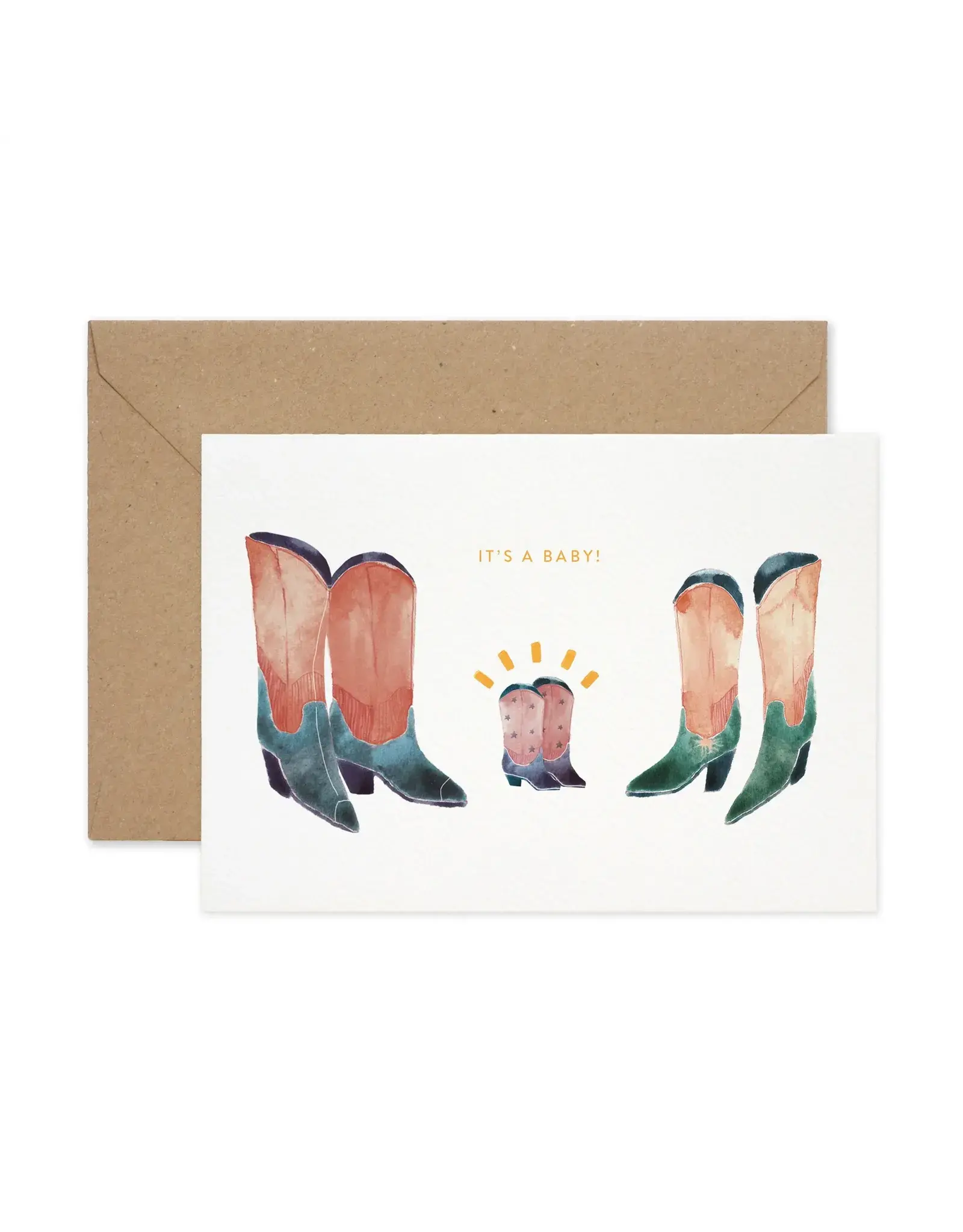 Paper Parade Stationers Wenskaart - Baby Boots - Dubbele kaart + Envelop