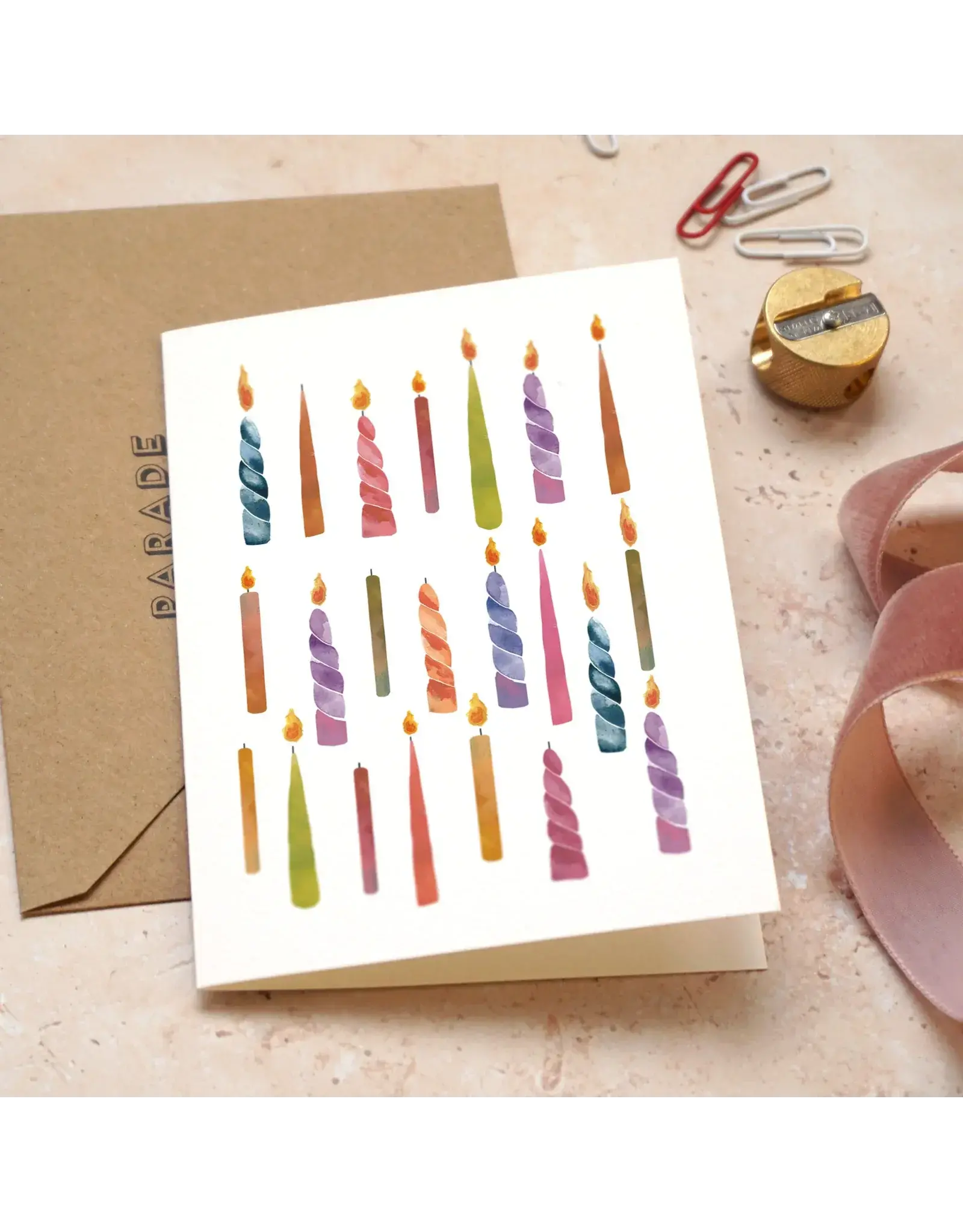 Paper Parade Stationers Wenskaart - Birthday Candles - Dubbele kaart + Envelop