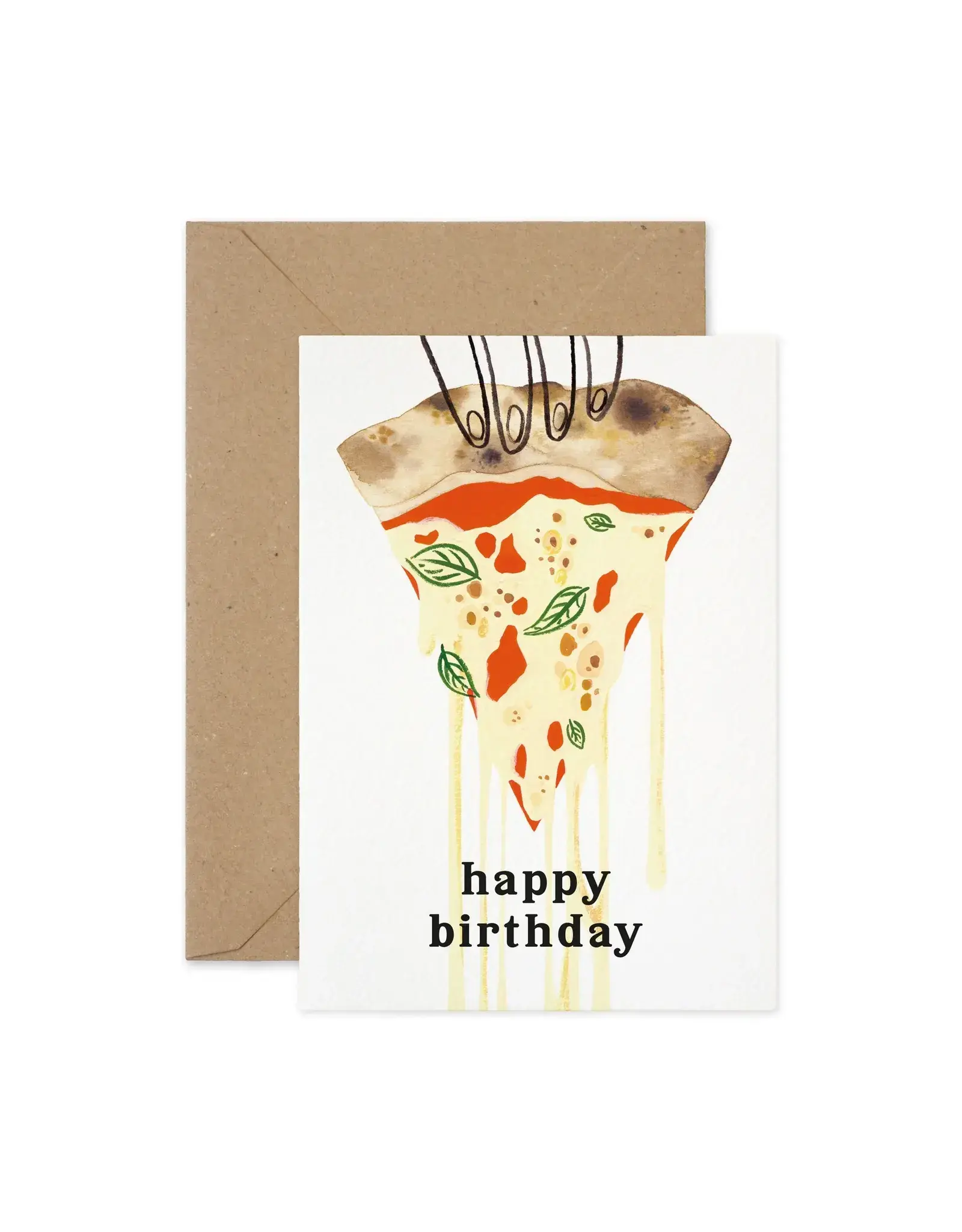 Paper Parade Stationers Wenskaart - Birthday Pizza - Dubbele kaart + Envelop