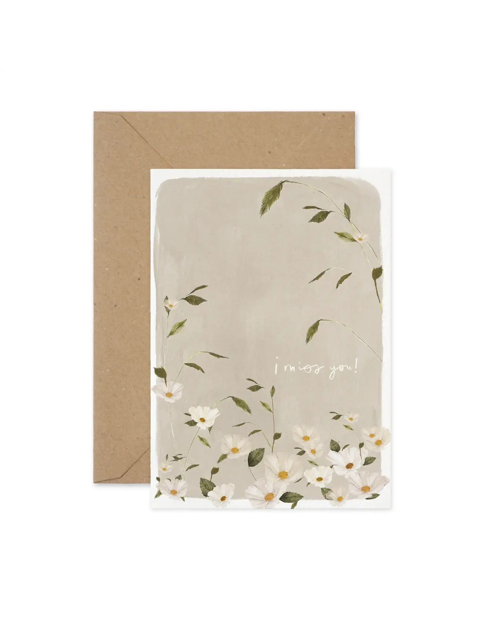 Paper Parade Stationers Wenskaart - Daisies, I miss you - Dubbele kaart + Envelop