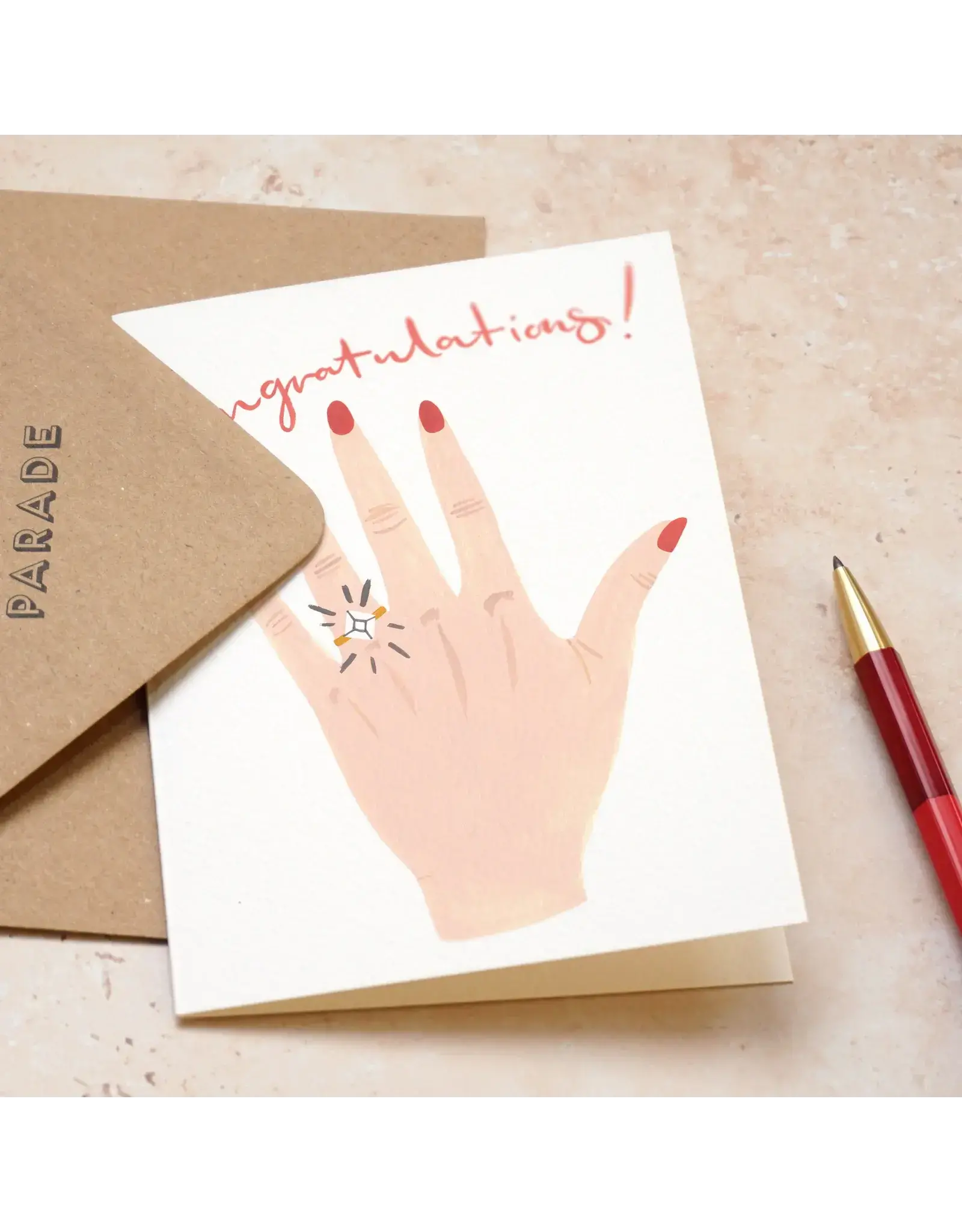 Paper Parade Stationers Wenskaart - Engagement Ring - Dubbele kaart + Envelop