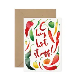 Paper Parade Stationers Wenskaart - Hey Hot Stuff - Dubbele kaart + Envelop