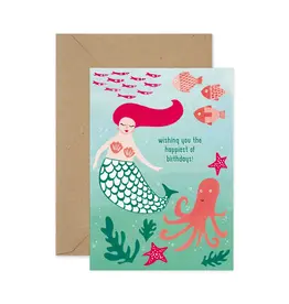 Paper Parade Stationers Wenskaart - Mermaid Birthday - Dubbele kaart + Envelop