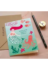 Paper Parade Stationers Wenskaart - Mermaid Birthday - Dubbele kaart + Envelop
