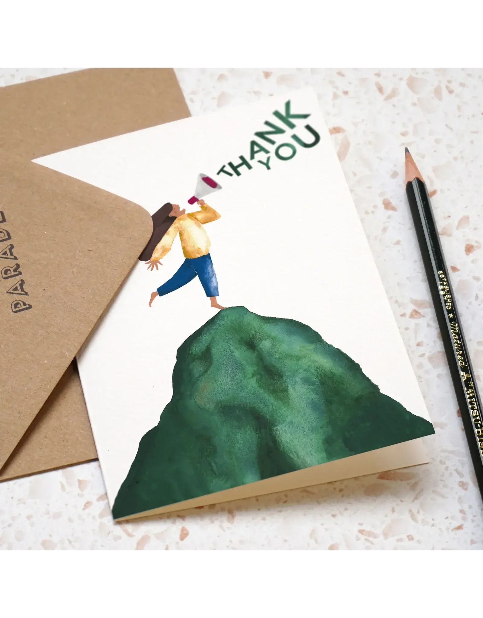 Paper Parade Stationers Wenskaart - Mountaintop, Thank you - Dubbele kaart + Envelop