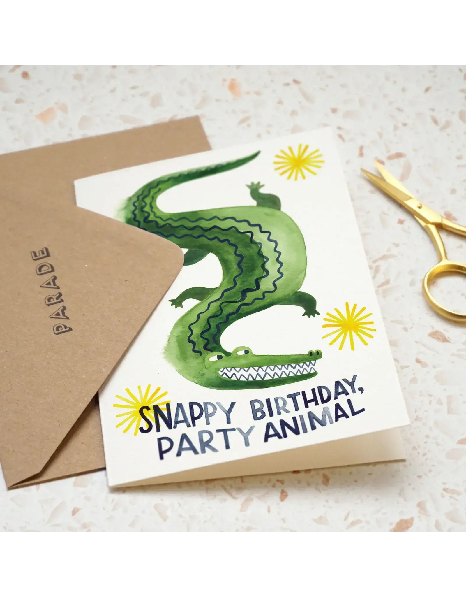 Paper Parade Stationers Wenskaart - Snappy Birthday - Dubbele kaart + Envelop