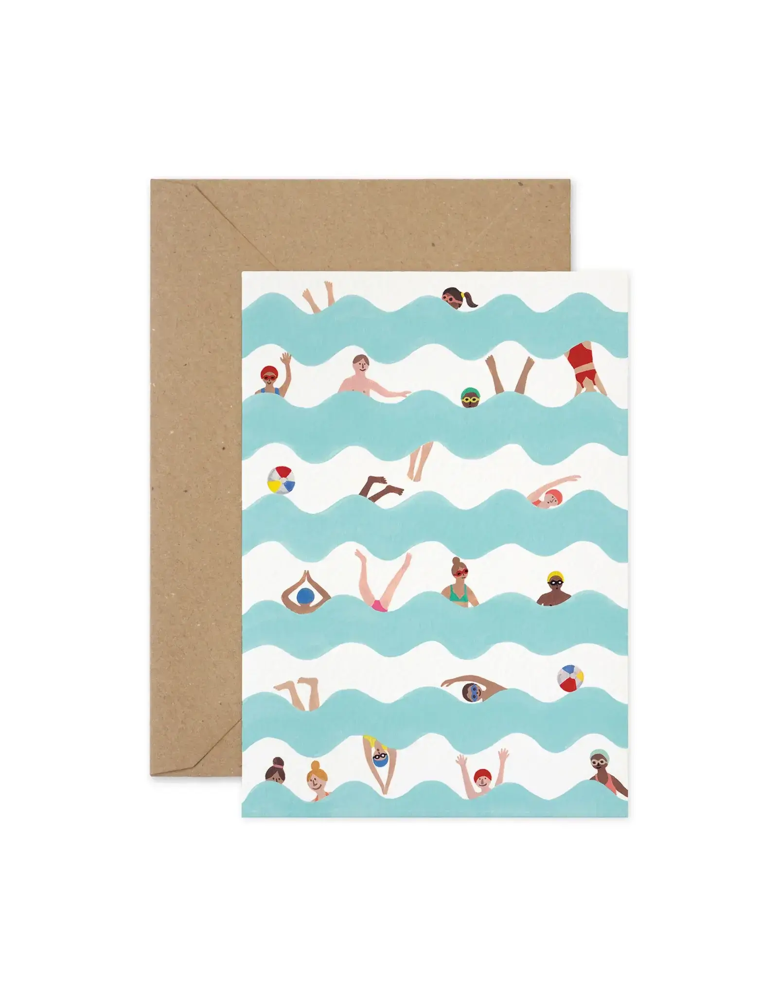 Paper Parade Stationers Wenskaart - Swimming - Dubbele kaart + Envelop