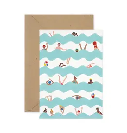 Paper Parade Stationers Wenskaart - Swimming - Dubbele kaart + Envelop