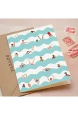 Paper Parade Stationers Wenskaart - Swimming - Dubbele kaart + Envelop