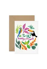 Paper Parade Stationers Wenskaart - Tropical Birds - Dubbele kaart + Envelop