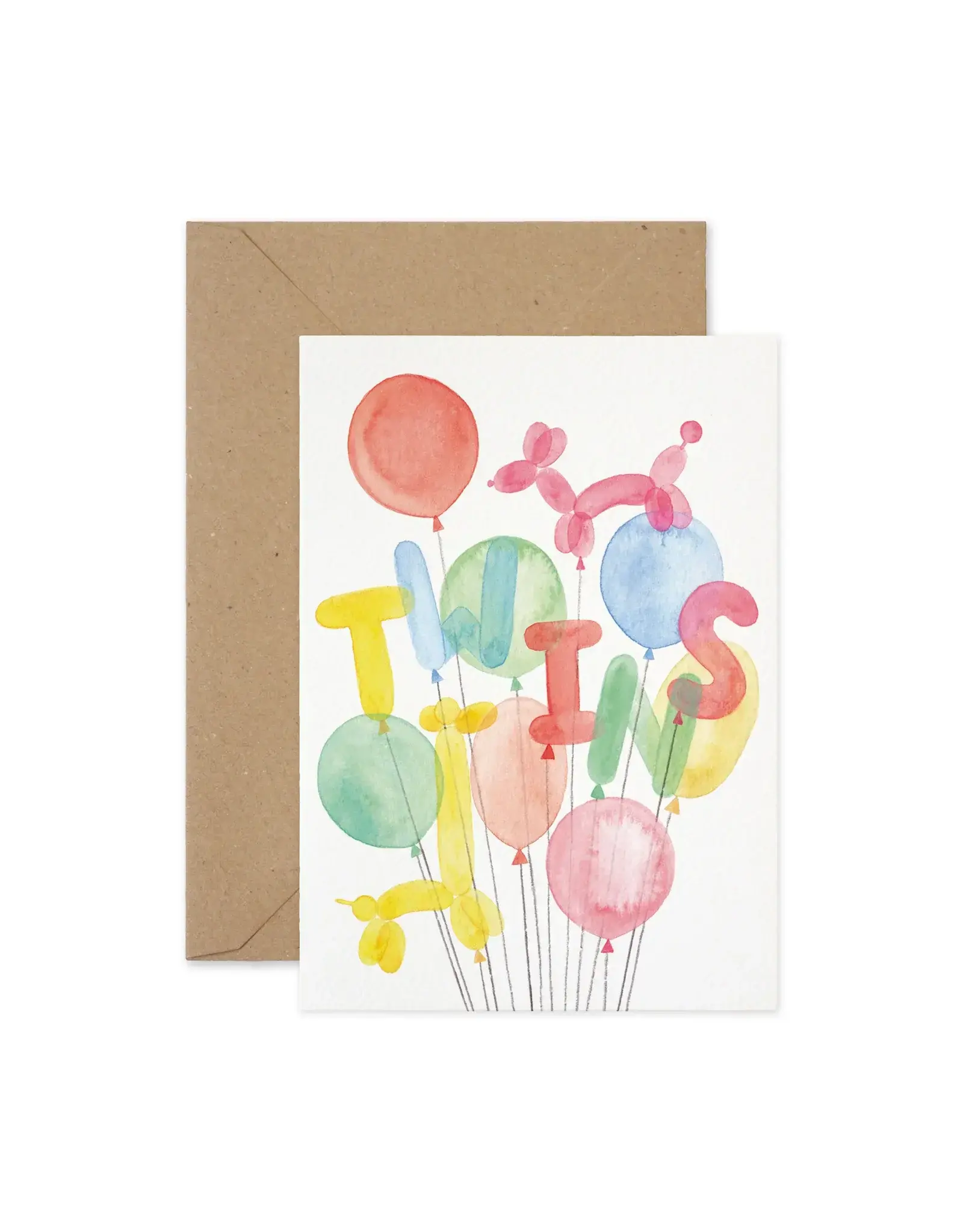 Paper Parade Stationers Wenskaart - Twins Balloons - Dubbele kaart + Envelop