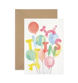 Paper Parade Stationers Wenskaart - Twins Balloons - Dubbele kaart + Envelop