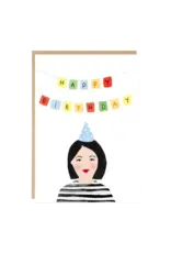 Jade Fisher Wenskaart - Bunting Birthday - Dubbele kaart + Envelop
