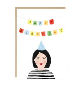 Jade Fisher Wenskaart - Bunting Birthday - Dubbele kaart + Envelop
