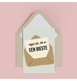 Atelier Moomade Wenskaart - Mijne pa da es een bieste - Postkaart + Envelop