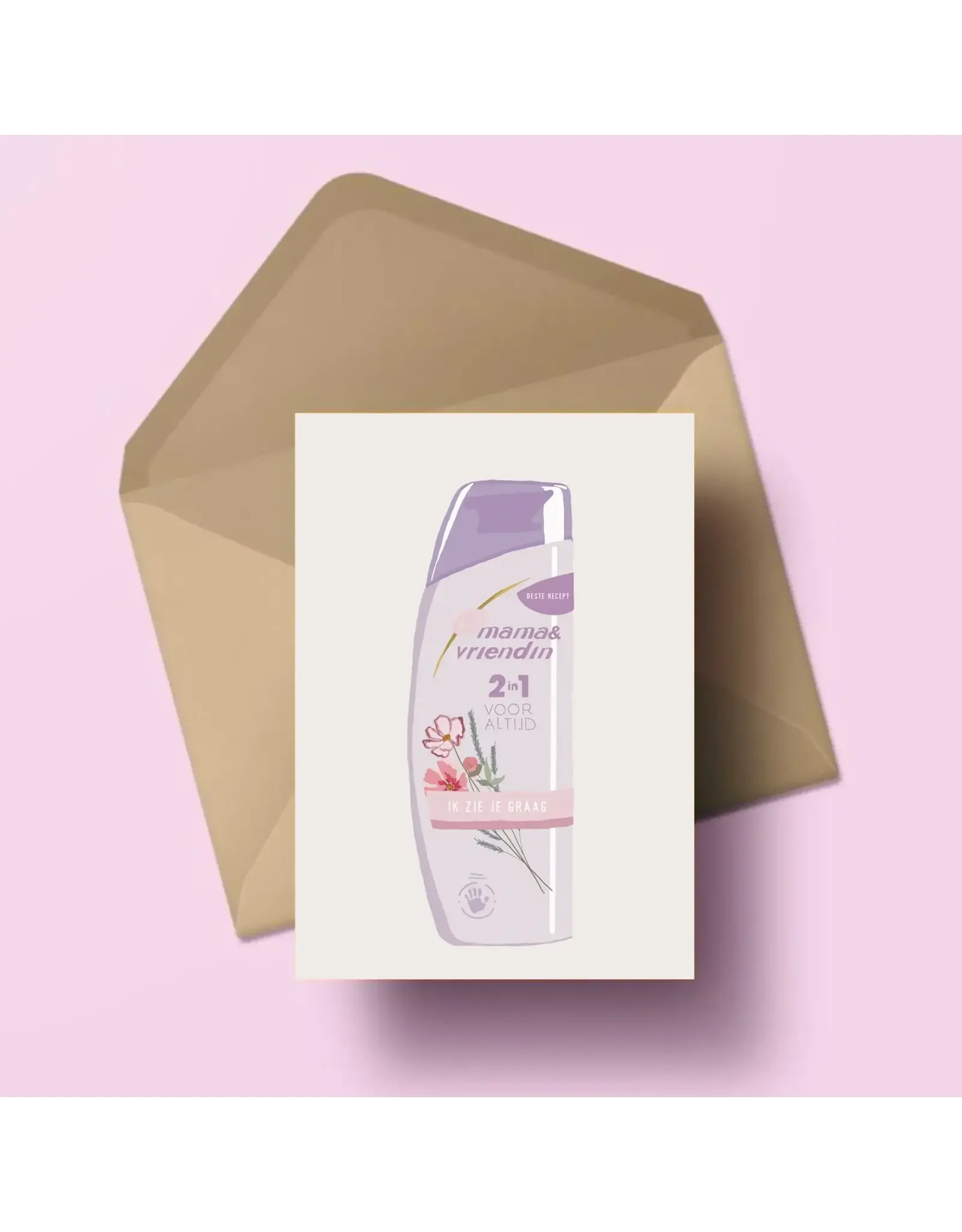 Atelier Moomade Wenskaart - Mama en vriendin 2in1 - Postkaart + Envelop