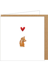 Yon Wenskaart - Kitten met Hartje - Dubbele kaart + Envelop