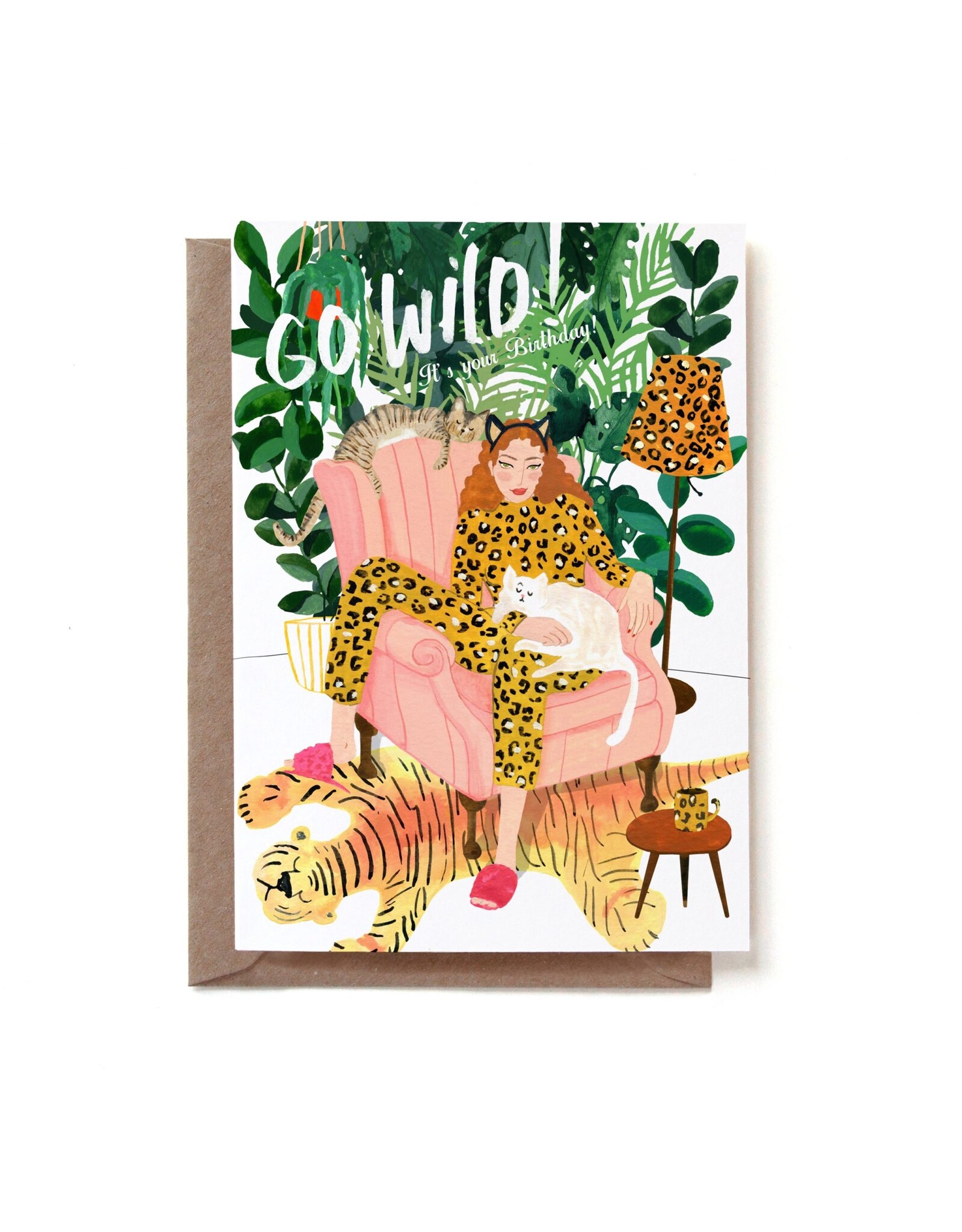 Reddish Design Wenskaart - Go Wild Birthday - Dubbele kaart + Envelop