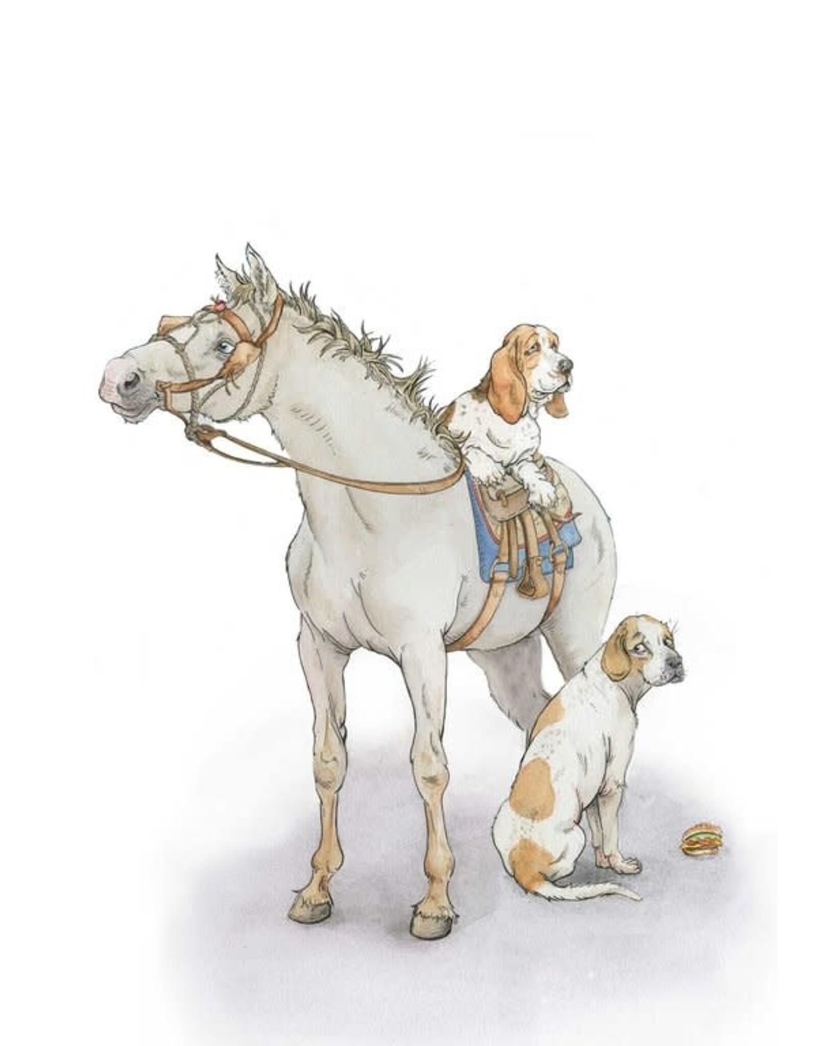 DMC illustrations Wenskaart - Horse and Hounds - Dubbele kaart + Envelop