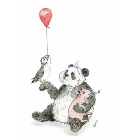 DMC illustrations Wenskaart - Panda - Dubbele kaart + Envelop