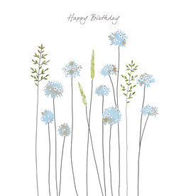Eloise Hall Wenskaart - Pincushion flower birthday - Dubbele Kaart + Envelop