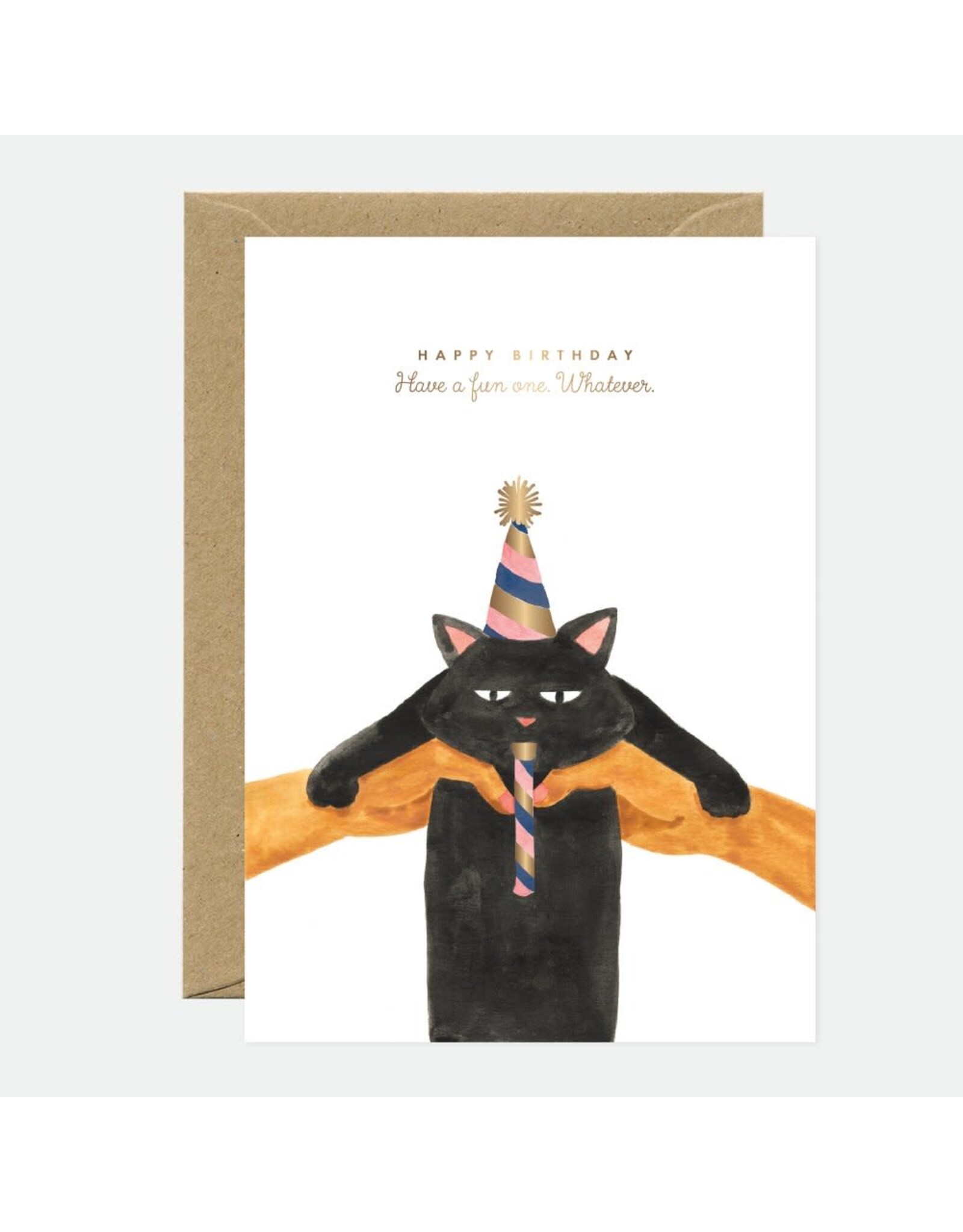 All The Ways to Say Wenskaart - Gold Whatever Cat Bday - Dubbele kaart + Envelop