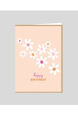 Studio Mie Wenskaart - Bloemen, Happy Birthday - Dubbele kaart + Envelop