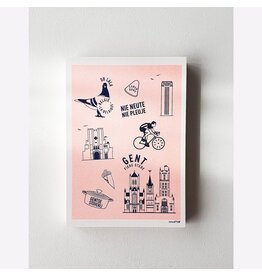 mmmMar Wenskaart  - Oh lala Gent, Roze - Postkaart met envelop