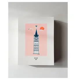 mmmMar Wenskaart  - Belfort (Oranje/ Teal) - Postkaart + Envelop