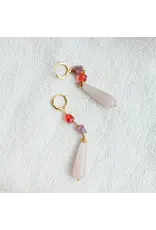 Murielle Perrotti Oorbel MP - Macha - Kristal, Toermalijn en Kwarts - Goud Roze - Sym