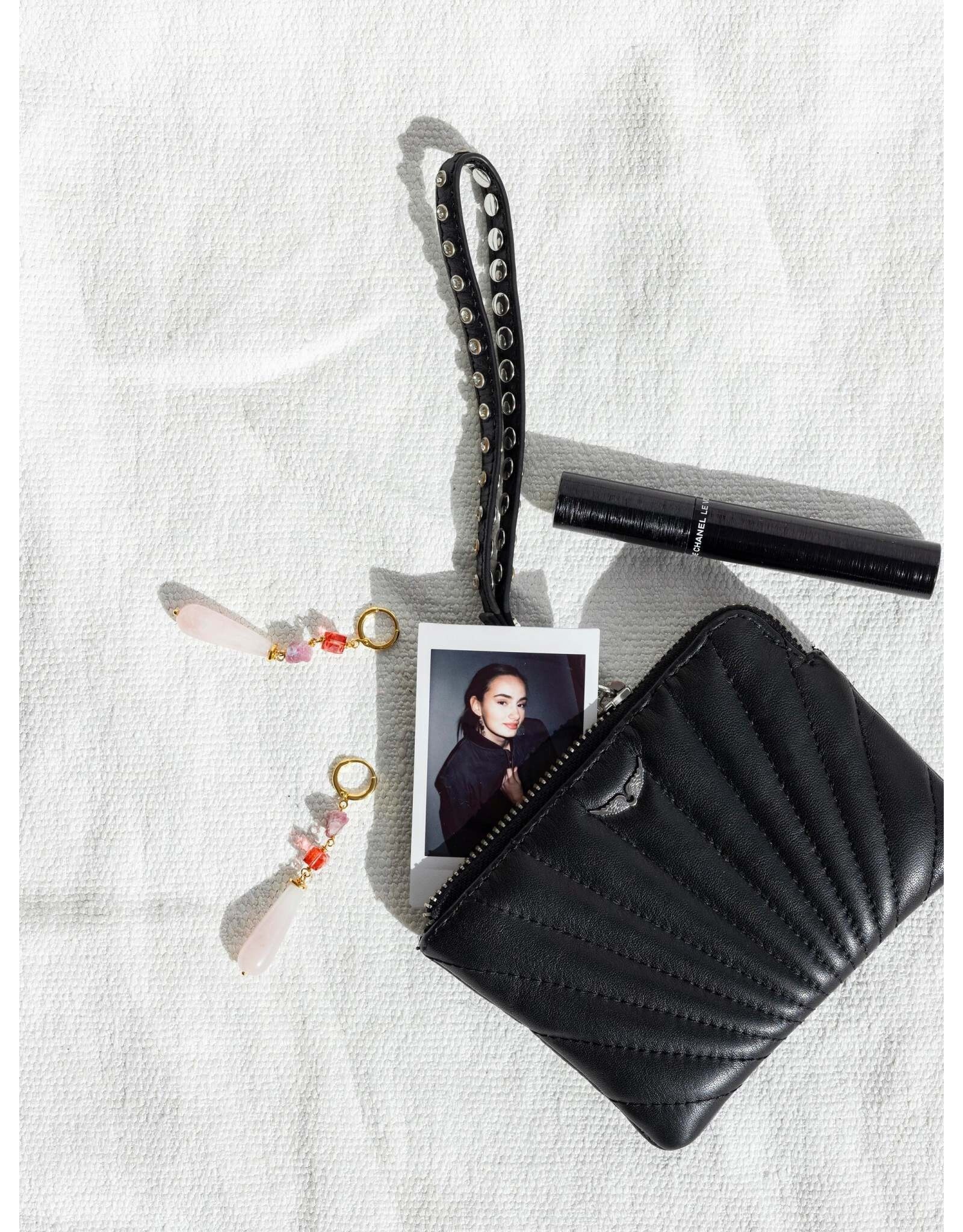 Murielle Perrotti Oorbel MP - Macha - Kristal, Toermalijn en Kwarts - Goud Roze - Sym