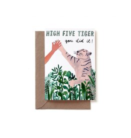 Reddish Design Wenskaart - High Five Tiger - Dubbele kaart + Envelope - 10 x 15cm