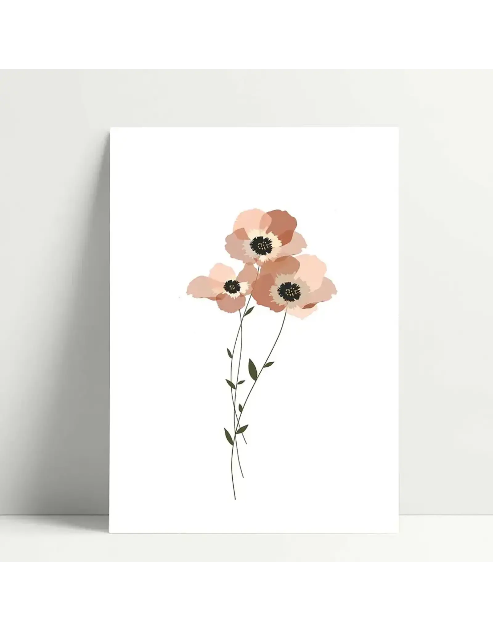 Poussière des rues Wenskaart - Pink Anemone - Postkaart + Envelop