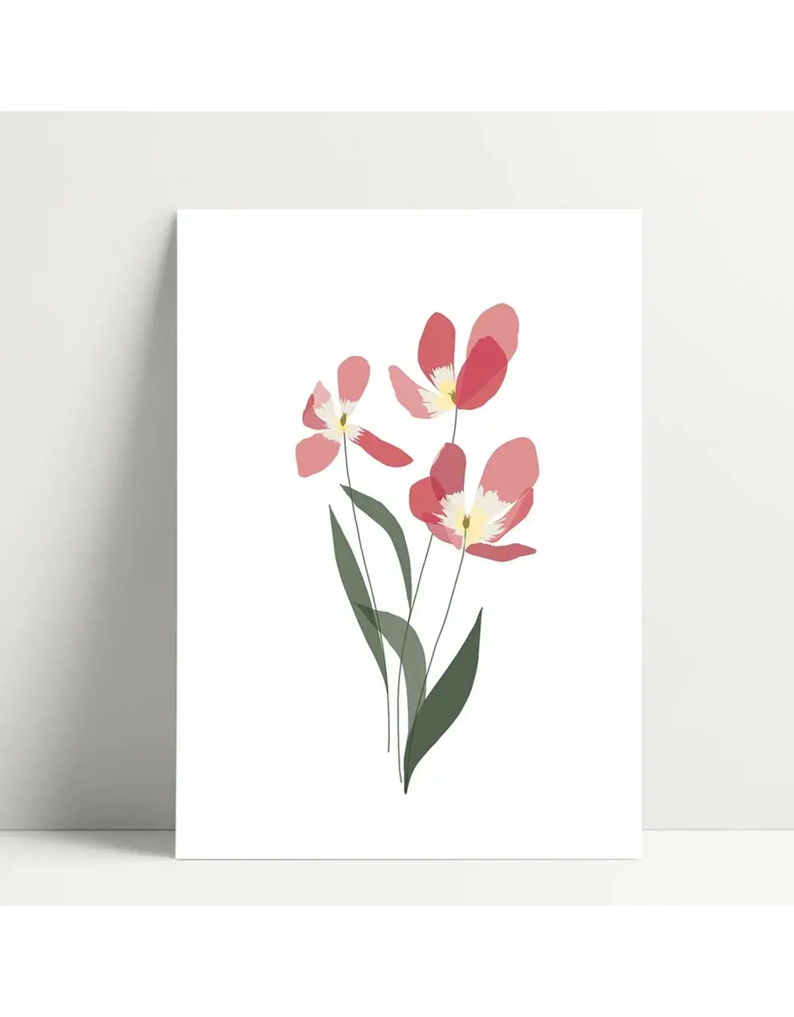 Poussière des rues Wenskaart - Pink Tulip - Postkaart + Envelop