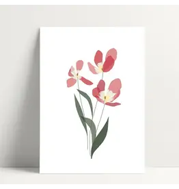 Poussière des rues Wenskaart - Tulipe Rose - Postkaart + Envelop