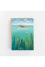 Lomond Paper Co Wenskaart - Swimmer, Happy birthday - Dubbele kaart + Envelop