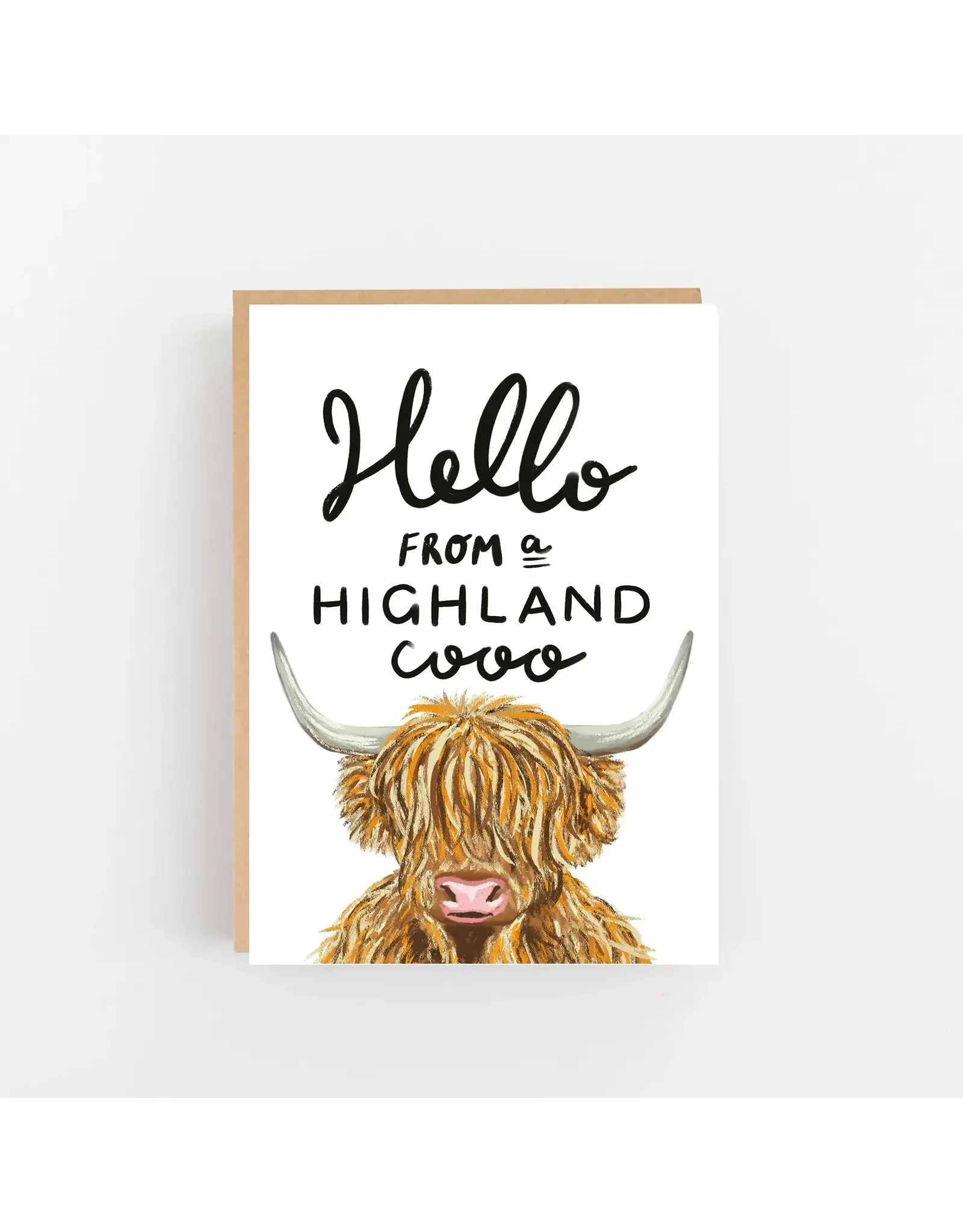 Lomond Paper Co Wenskaart - Hello from a Highland Cooo - Dubbele kaart + Envelop