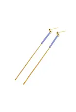 Nadja Carlotti Oorbel Stella - Lila Blauw  - Messing verguld  - Lengt 7,5 cm - Tube 2cm