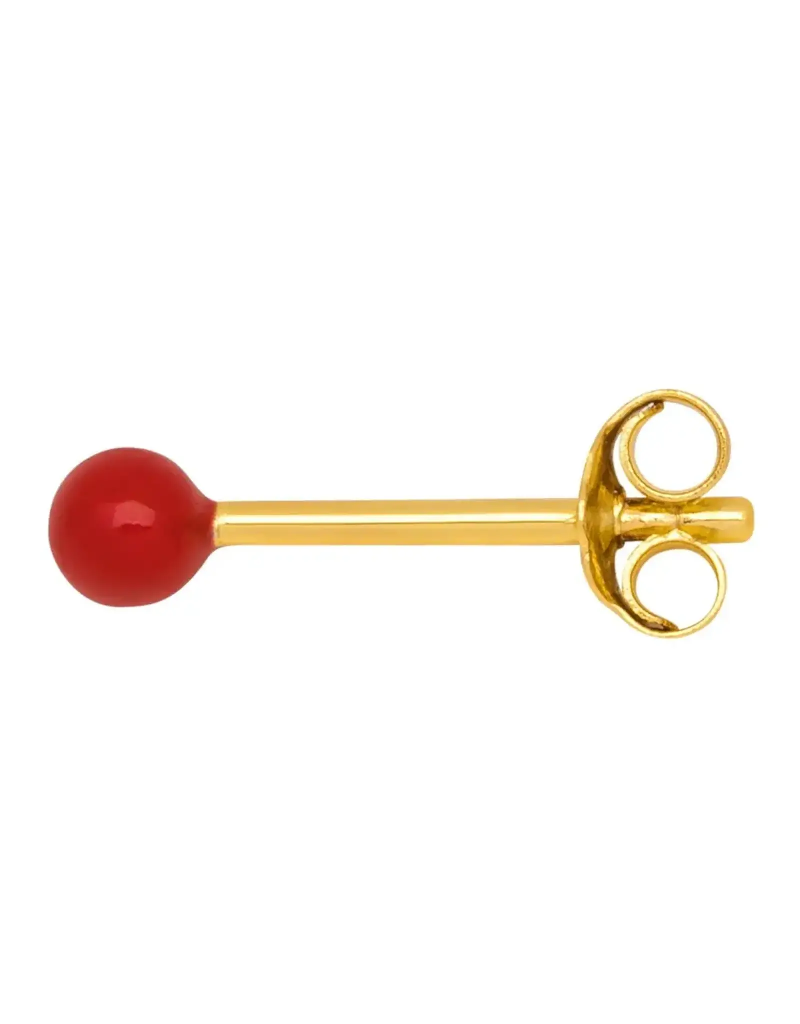 Lulu Copenhagen Oorbel Stud - Color Ball, Passion Red - Single - 3mm