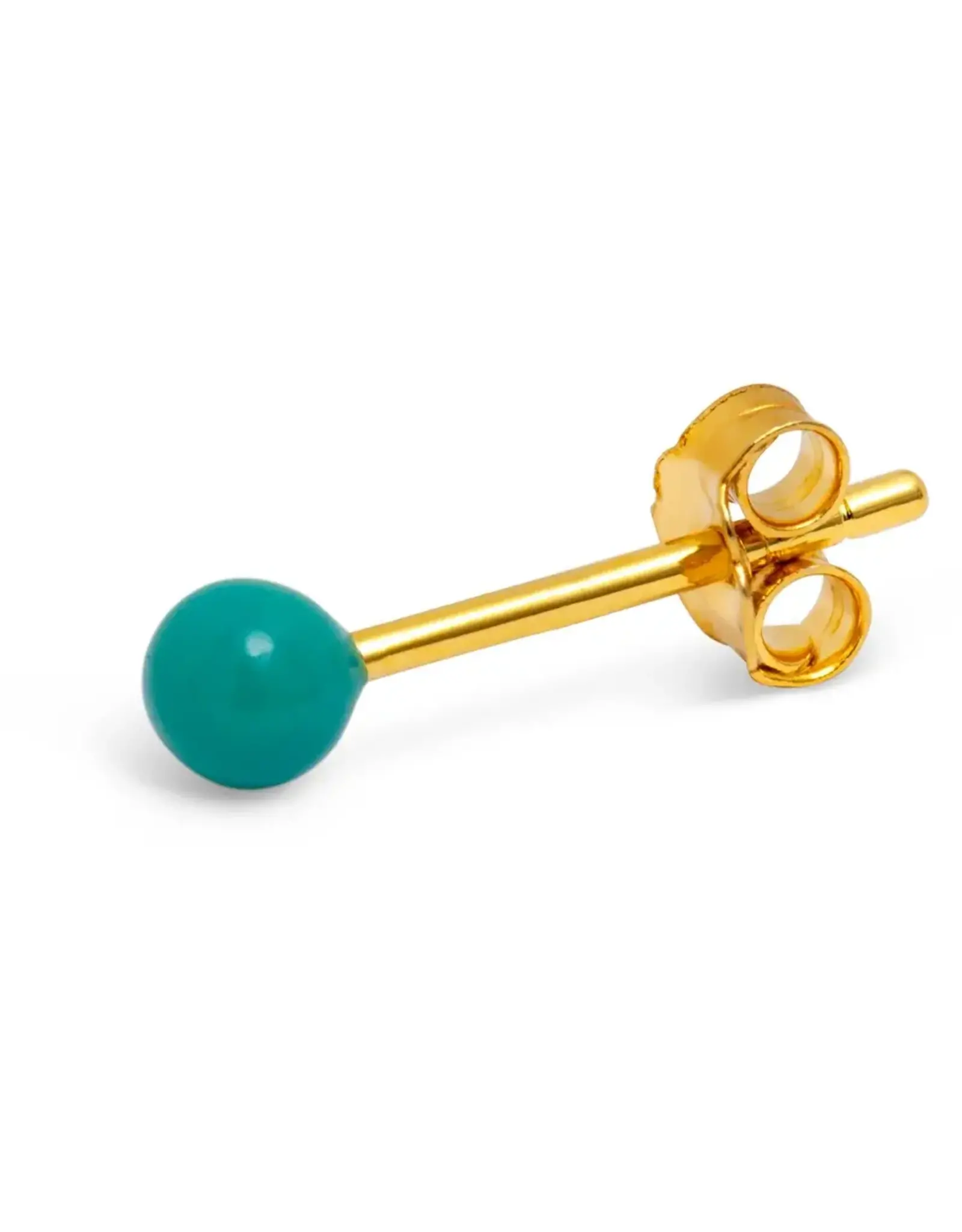 Lulu Copenhagen Oorbel Stud - Color Ball, Petrol - Single - 3mm