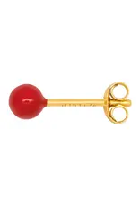 Lulu Copenhagen Oorbel Stud M - Color Ball, Passion Red - Single - 4mm