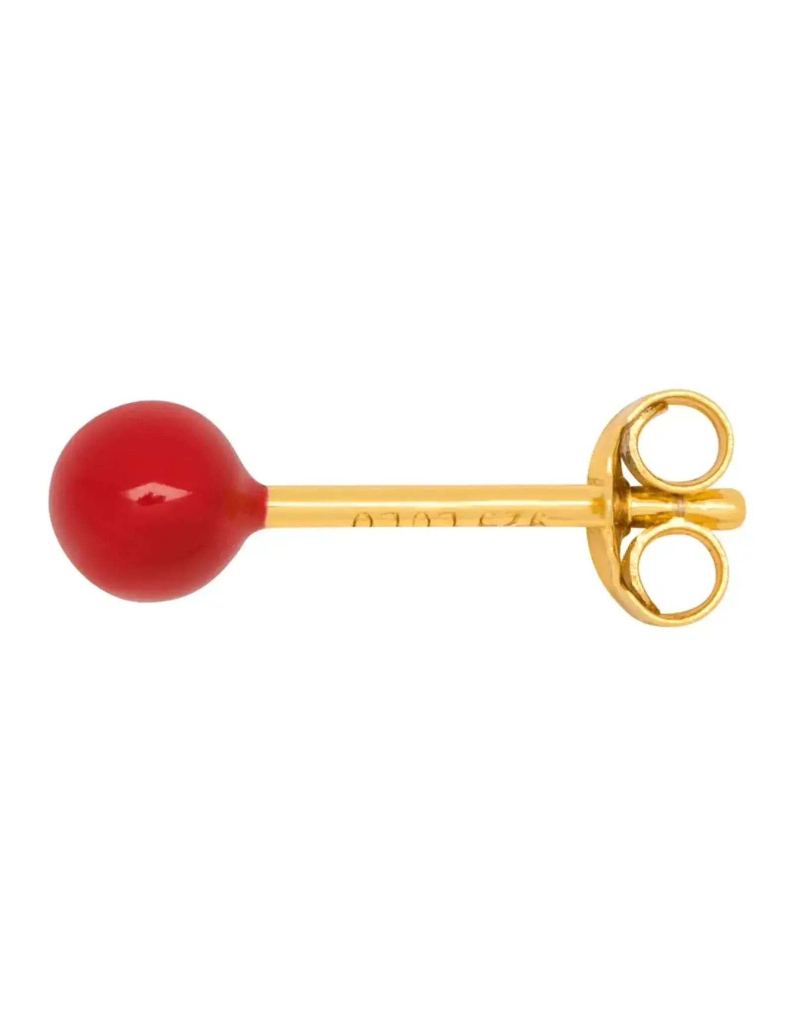 Lulu Copenhagen Oorbel Stud M - Color Ball, Passion Red - Single - 4mm