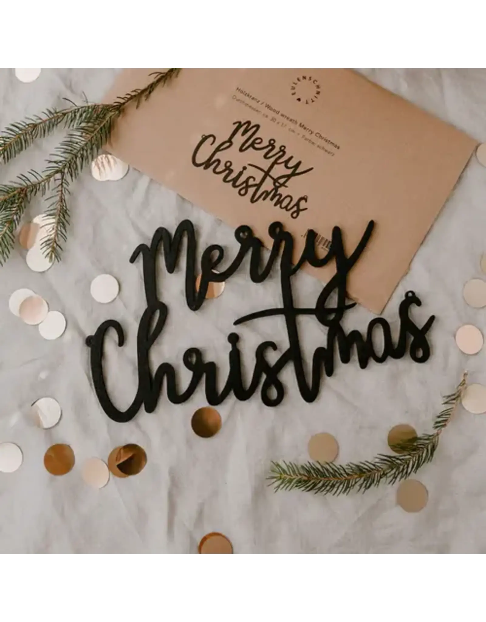 Eulenschnitt Houten letter - Merry Christmas - Zwart - 17 x 30 x 5cm