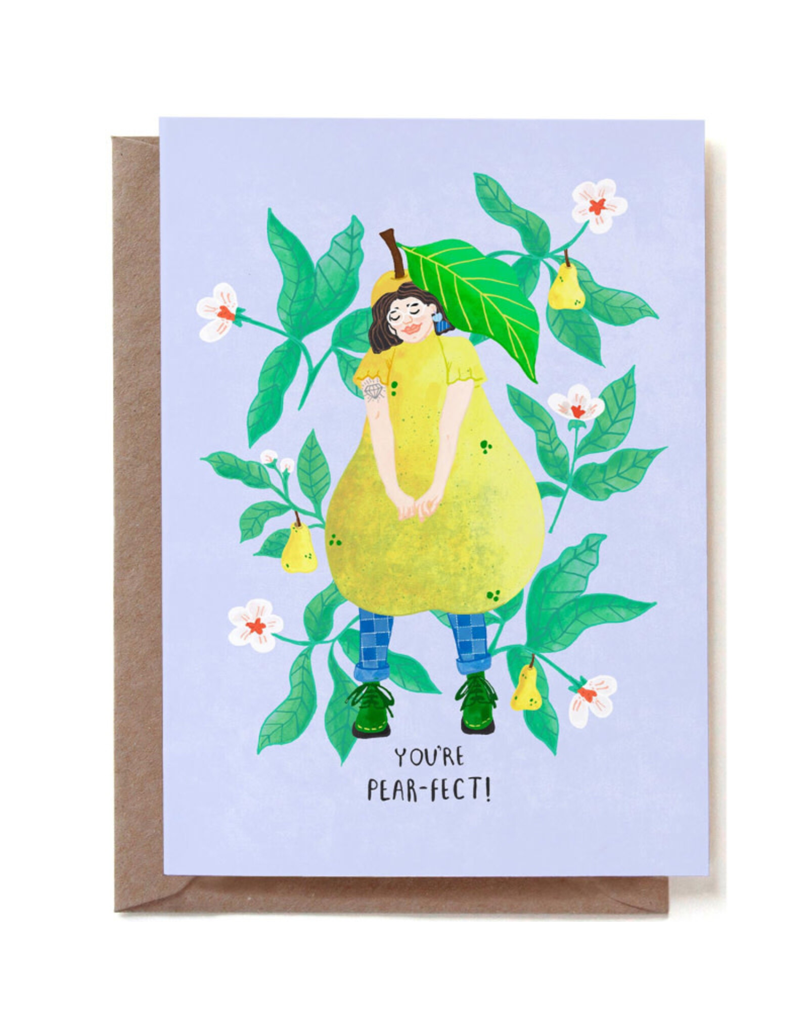 Reddish Design Wenskaart - Pear Perfect - Dubbele kaart + Envelop