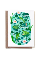 Reddish Design Wenskaart - Hoppy Frogs Bday - Dubbele kaart + Envelop