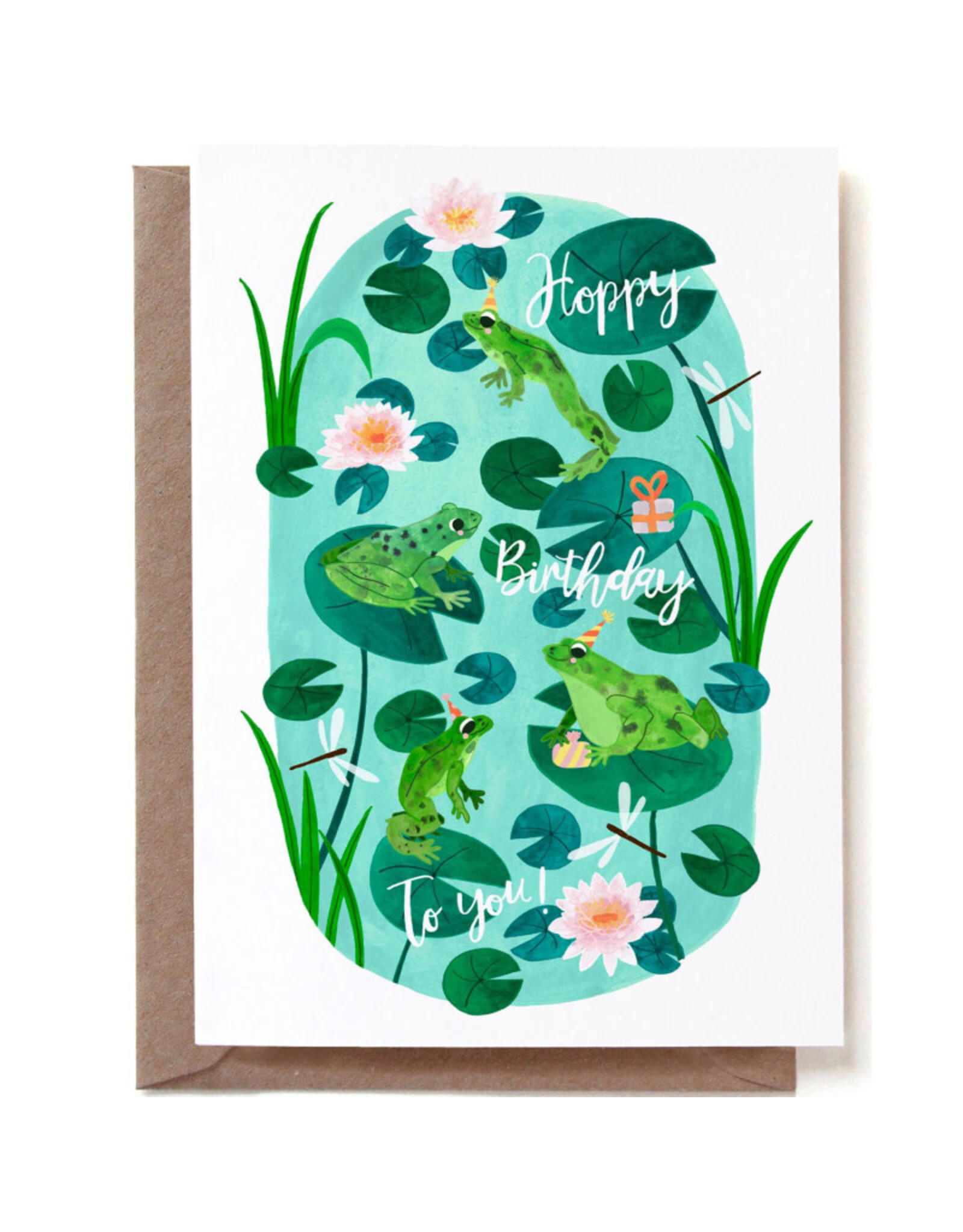 Reddish Design Wenskaart - Hoppy Frogs Bday - Dubbele kaart + Envelop
