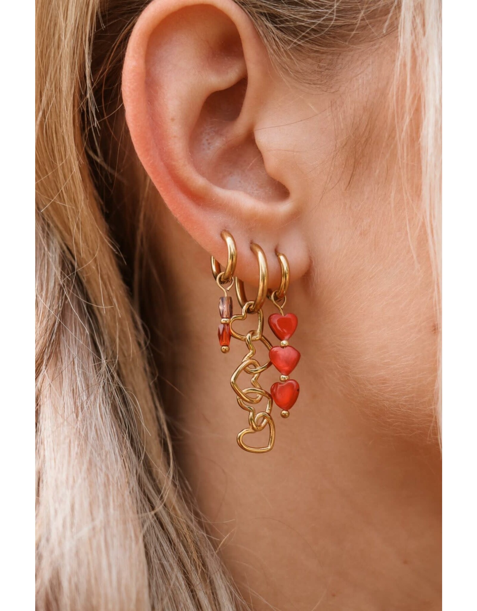 Label Kiki Hoop Single - Terra Red - Goud - RSV