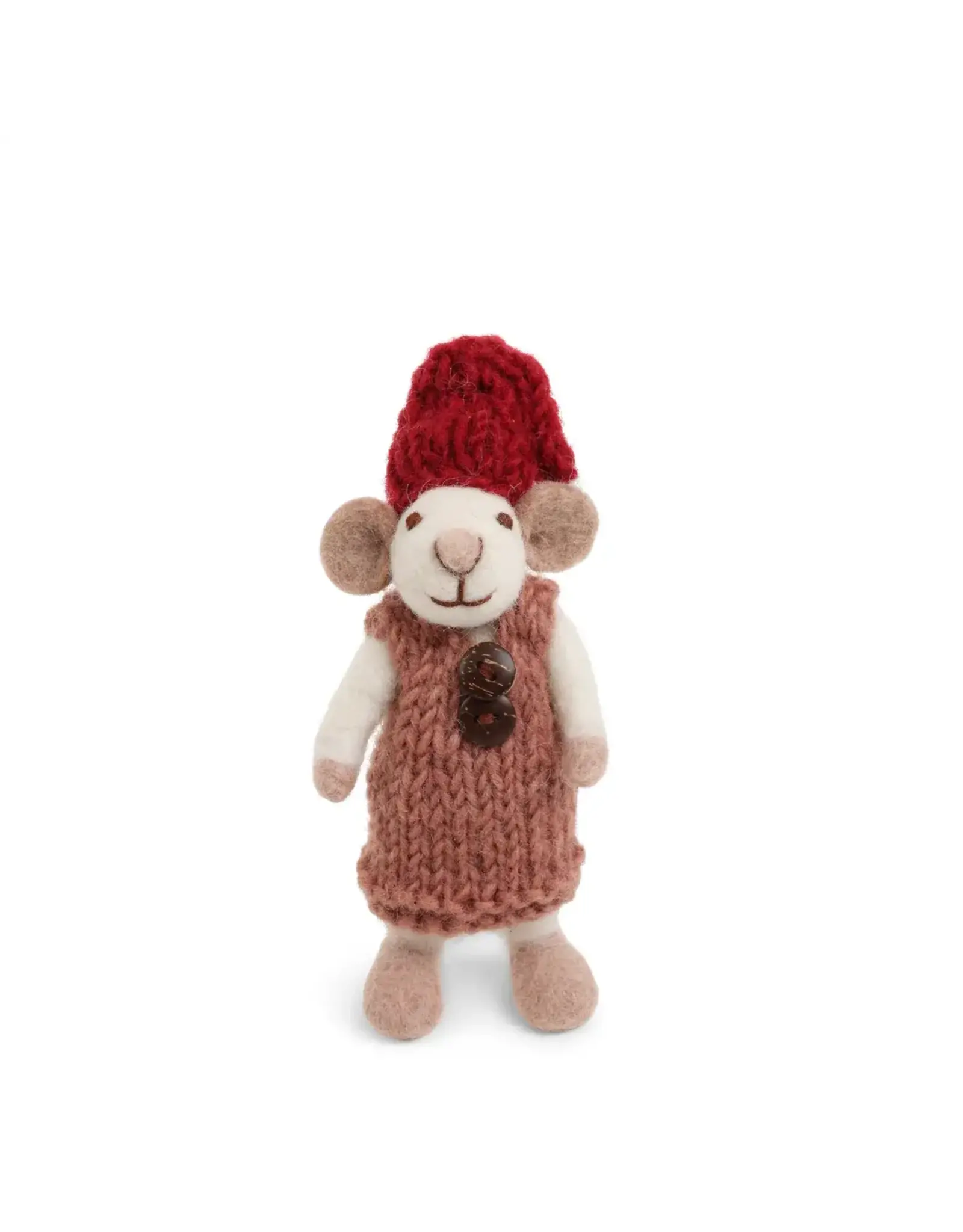 Gry & Sif Witte Muis Baby - Roze jurk