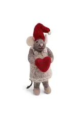 Gry & Sif Grijze Muis Girly met Hartje -  14cm