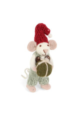 Gry & Sif Witte Muis - Licht groene Broek met Cadeautjes